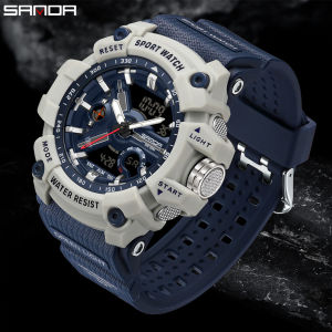 SANDA Top Luxury Watches Men Military Army Mens Watch Waterproof Sport Wristwatch Dual Display Watch Male Clock