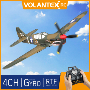 VOLANTEXRC RC Plane 2.4GHz 4CH P40 Fighter Warhawk 6-Axis Gyro 400mm Wingspan EPP One Key U-Turn Aerobatic Reomte Control Airplane For Beginners 761-13 RTF