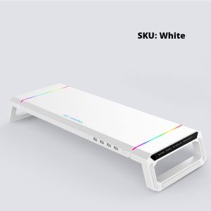 【SG】Monitor Stand with USB Port Phone Holder Foldable Desktop Monitor Riser with RGB LED Lighting