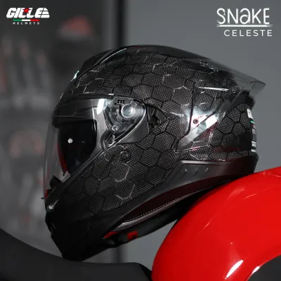 GILLE 873 Carbon Helmet For Motorcycle Celeste Snake Forged 3K Full Face Helmet Dual Visor
