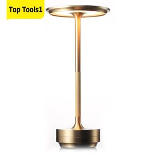 Rechargeable Metal Table Lamp Dimmable Desktop Night Light for Bedroom & Camping