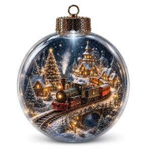 SFAUQ393402 Acrylic Material Christmas Ball Ornament 8CM Size Transparent Design Hanging Christmas Decoration Festive with Light Holiday Tree Pendant Christmas Tree