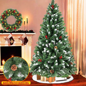 🎄พร้อมส่ง🎄ต้นคริสต์มาส ของตกแต่งคริสต์มาส ความสูง1.5m PVC ที่ใช้ซ้ำได้ สีเขียว ตกแต่งผลลูกเกล็ดหิมะลูกสนเบอร์รี่ปลายสีขาว วันคริสต์มาส ต้นคริสต์มาสปลอม ต้นไม้คริสต์มาส ฐานเป็นเหล็ก อุปกรณ์ตกแต่งบ้าน เทศกาลคริสต์มาส ของแต่งคริสมาส ทนทาน christmas tree