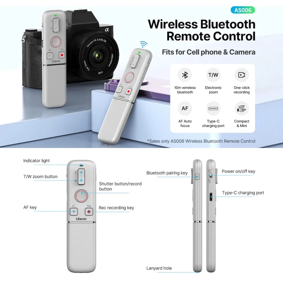 Ulanzi AS006 Wireless Bluetooth Remote Control for Sony A6400 ZV
