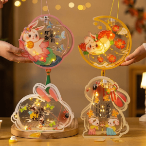LIDIP Glow In The Dark Rabbit Lantern Festive Lighting Creative Glowing Lantern Japanese Style Led Handheld Lantern Mid-Autumn Festival