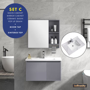 Bathroom Vanity Set (8060A) Wall Mounted Basin Cabinet with Mirror for BTO HDB | isellvanity