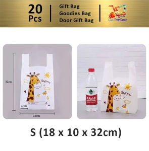 Gift Bag 20pcs Goodies Bag Door Gift Birthday Wedding Party 100 Giraffe Cartoon Disposable Plastic Bag Food Grade Portable Convenience Bag