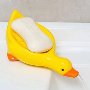 【88HomeStore】PP Creative Duck Soap Dish Bathroom Soap Drain Holder Cute Soap Tray Kids Room Decoration Accessories
