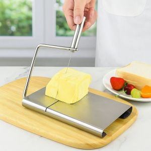 HJKL Non-stick Stainless Steel Cheese Slicer Stable Non-slip Ham Butter Cutter Professional Rust-resistant Handmade Soap Cutter Kitchen