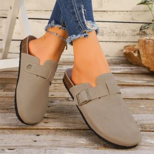 Free Shipping WomenS Large-Size Thick-Soled Closed-Toe Half-Slipper Sandals 2026 Spring New Collection Retro Lightweight Non-Slip Fashionable And Versatile Sandals