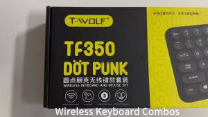 (HD1) New Product T-WOLF Thunder Wolf TF350 Wireless Keyboard and Mouse Set usb Office Dual-Color Round Keycap Keyboard Punk