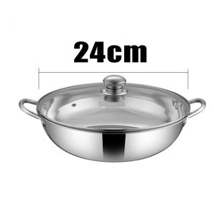 Stainless Steel Single Hot Pot Steamboat With Transparent Glass Lid Anti-Scald Handle Durable Periuk Masak Sup