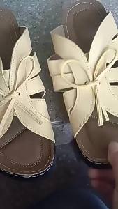 [Free Shipping] New Style Solid Color 20 Large Size 23 Flat Bottom Hollow Out Bowknot Slip-On Sandals With A Fish Mouth Design And A Wedge Heel