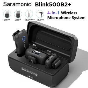 Saramonic Blink500B2+ Wireless Lavalier Microphone4-in-1 Micro 2-Person Digital Wireless Microphone System far Cameras for iPhone Android iPhone15 Cameras Computers for Live Stream Vlog Interview