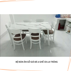 BÀN ĂN 6 GHẾ GỖ CAO CẤP - BÀN ĂN CHUNG CƯ SIÊU SANG (BỘ GỒM 1 BÀN 1M6X80 VÀ 6 GHẾ)