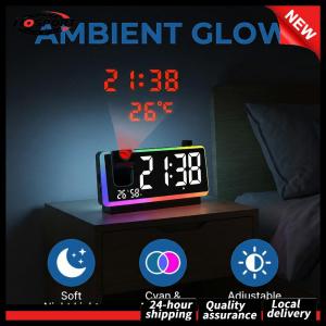 Projection Alarm Clock Large LED Display Digital Alarm Clock LED Mirror for Hearing Impaired & Deaf People