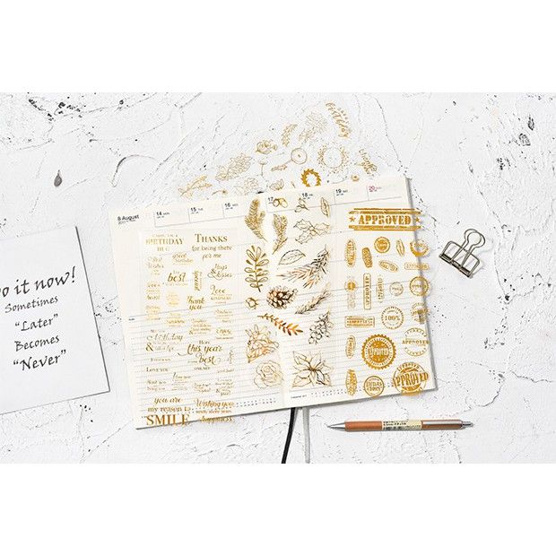 创意烫金贴纸 手帐装饰笔记本箔金手账贴画笔记摘抄DIYCreative Bronzing Sticker Handbook ...
