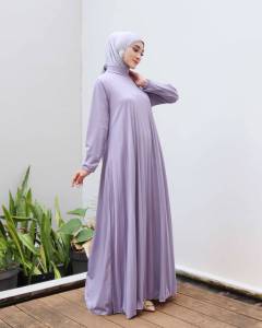 Baju Dress Gamis Hamil Muslim Pesta Plisket - Pleated Dress FDD033