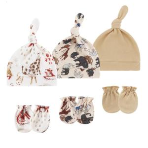 Set of 3 Machine Washable Infant Fetal Hat and Gloves Enjoy Comfort Newborns Baby Fetal Caps & Scratch Proof Mittens