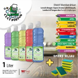 Sabun Cuci Piring Aroma Buah Segar 1 Liter Kemasan Botol Pet Paket Hemat