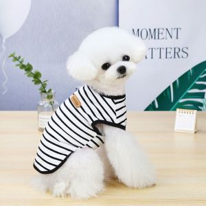 MASTERYX Sọc sọc Áo ghi lê không tay cho chó con Xuân Hè Bông Quần áo chó Dễ thương Thường ngày Áo thun hình mèo con dành cho chó nhỏ và chó lớn