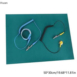 🎄【Special price】Huan แผ่นรองโต๊ะป้องกันไฟฟ้าสถิตย์ขนาดใหญ่แผ่นฉนวนแพลตฟอร์มการบำรุงรักษาอิเล็กทรอนิกส์ + สายดิน + ชุดข้อมือ ESD สำหรับซ่อม PCB