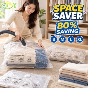 Vacuum Storage Bags Space Saving Resealable Clothes Dust Cover Waterproof Dustproof Thickened Organizer For Blanket Bedding Travel Closet