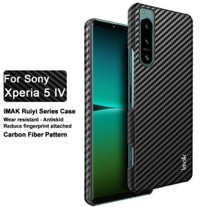 Sony Xperia 1 IV / 5 IV / 10 IV / Mark 4 - Ruyi Carbon Fiber Case Full Coverage Casing Anti Slip Shock Resistant Impact Fingerprint Proof Texture Light Slim PC Case Protection Scratch Drop Dirt Hard Black