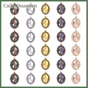 Caile 60Pcs 5 colors Round Pendant Trays Cabochon Crafting DIY Jewelry Making