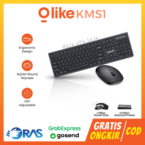 Keyboard Mouse Set Wireless Untuk Komputer PC Laptop Kantor Office TV Android Combo Olike KMS1