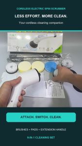 9-in-1 Cordless Electric Spin Scrubber 2-Speed Cleaning Brush with Extendable Handle & USB-C Charging
