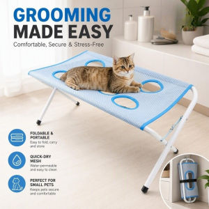 Foldable Pet Grooming Hammock Table with Tripod Stand Anti Scratch Anti Bite Cat Dog Bath