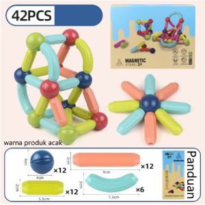 64Pcs Set Mainan Magnet Stick Balls 42Pcs Magnetic Building 25 Pcs Blocks Edukasi Mainan Dengan Kotak 36Pcs Ragam Splicing Magnetic Building Block