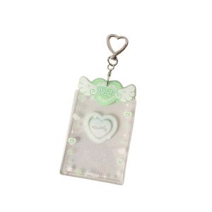 LEIFNYDI Love Heart Pendant Photocard Holder Acrylic Card Cover Hanging Decoration Card Protective Case Star Fans Photocard Holder Korean Style Idol Card Display Protector Card Decor