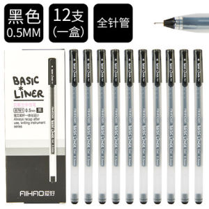 12pcs/lot Aihao Gel Pen Full Needle Tube Large Capacity Disposable Gel Pen Student Office Supplies Stationery 0.5/0.35mm2026