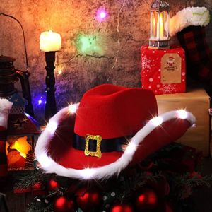 หมวกคริสมาสต์ ปรับเรืองแสงชาวประมงหมวกตุ๊กตาตกแต่งคริสต์มาสหมวกคาวบอยถังหมวกปานามาหมวกหมวกคริสต์มาส