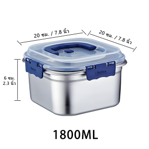 กล่องอาหารสเตนเลส SUS304 เกรดอาหาร | ฝาล็อค 3 ชั้น กันน้ำ-รั่วซึม 100% | อุ่นไมโครเวฟได้ ใส่ตู้เย็น/แช่แข็ง | กล่องเก็บอาหารอเนกประสงค์