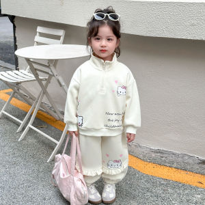 Christmas gifts Halloween Anime Childrens Hello Kitty Casual Set Sanrio Spring Autumn Cartoon Kawaii Sportswear Suit Girls Sweet Clothe Comfort Soft Coat