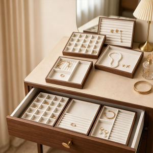 Jewelry organizer velvet tray ring bracelet necklace storage multi layer compartment drawer display box home dresser