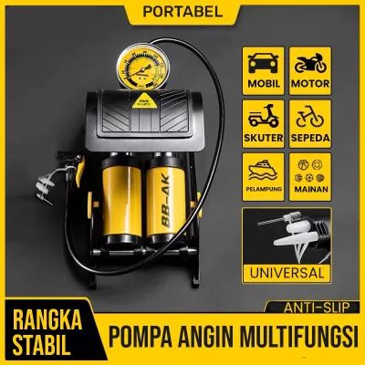 Pompa Angin 200 PSI Mini Foot Pump Portable Manual Untuk ban mobil motor dan lainnya FREE PENTIL