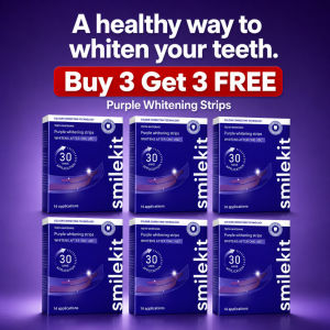 [SG Stock]SmileKit V34 Purple Whitening Strips 14 Applications Peroxide‑Free Gentle Teeth Whitening One‑Use Visible Result Remove Yellow Stain