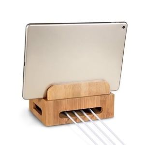 Bamboo Holder for iPhone Stand for Samsung Phone Cords Charging Station Docks Organizer for Smart Phones and Tablets USB Charger2026