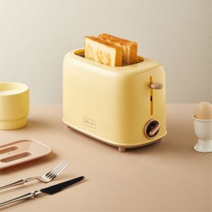 Yellow/Green Toaster Baking Bread Machine Sand Maker 2Slices Breakfast Automatic 6gears Adjustment Double Side Heating