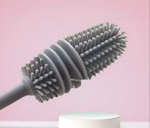 Long Handle Silicone Bottle Brush Feeding Bottle Cleaning Brush Glass Jar Brush