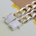 【Hot item】 New 925 Sterling Silver Solid 8/10mm Chain Bracelet Men Women Chain Noble Wedding Jewelry Charms Party Birthday. 