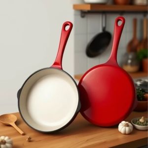 RGFV STORE Không dính Nồi gang tráng men Hà Lan Đáy phẳng Phổ quát Chảo rán Đa năng Đỏ Chảo trứng Bếp từ