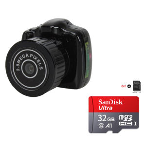 Y2000 Mini Camera HD Video Audio Recorder Webcam Small Camera Sports Outdoor Infrared Night Vision Full HD Aerial Recorder DV Video Mini Camcorders With Mic For Windows/Mac/Linux