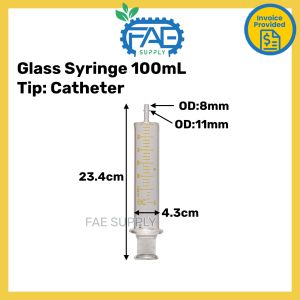 Picagari Kaca Glass Syringe 100ml cc Luer Slip Catheter tip 玻璃注射器