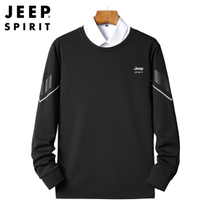 JEEP SPIRIT Mens Sweatshirt Round Neck Trendy New Loose Top Thin Style