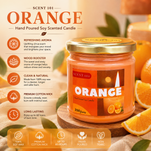 ORANGE / Soy Wax Scented Candle / 200 Grams / Scent 101